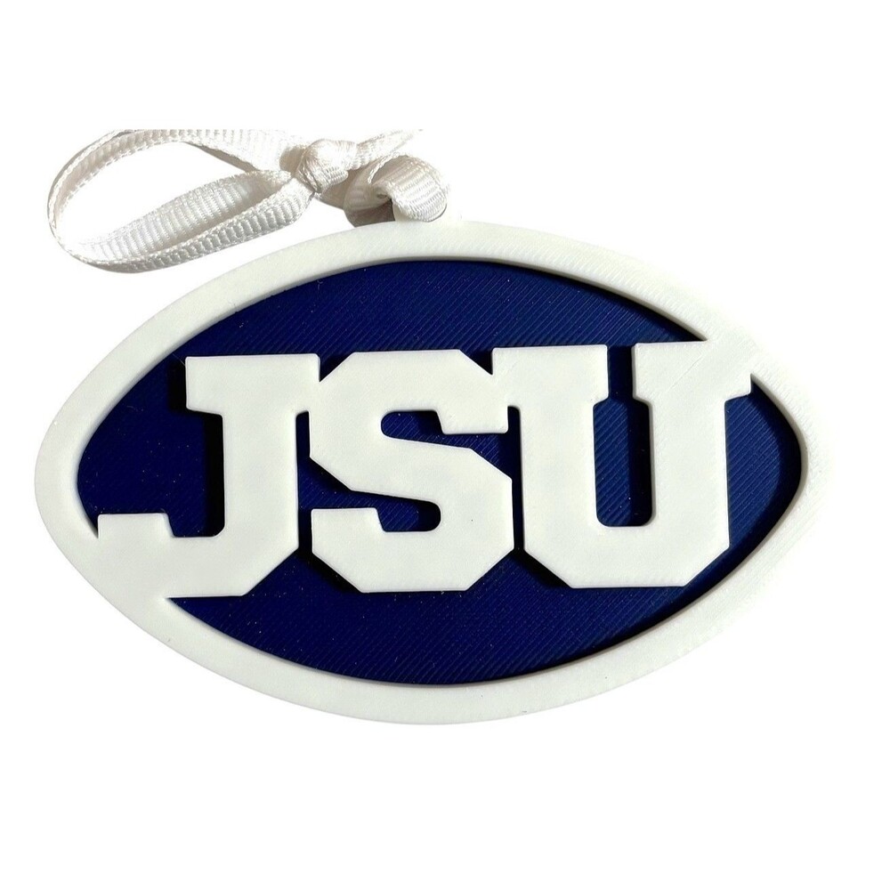 3D Printed 4" Ornament - JSU - White over Navy